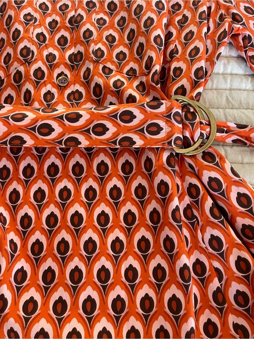 Zara Orange and Pink Geometric Print dress